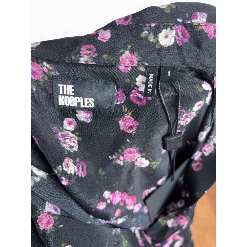 B35 The Kooples Silk Blend Blouse Womens US 4 Floral Button Down Work Office - Picture 9 of 12